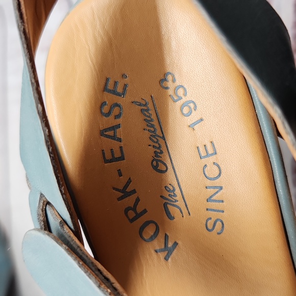 Kork-Ease Retro Deborah Leather Heeled Sandals Blue Size 8 - Picture 6 of 9